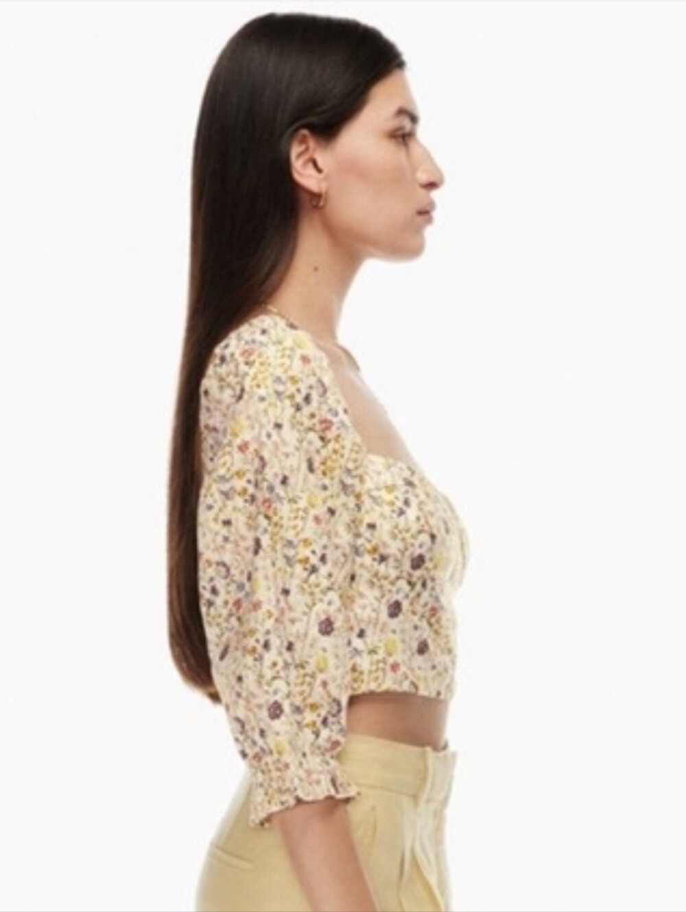 Aritzia Wilfred Villet Linen Floral Blouse in White in Medium - Picture 4 of 9